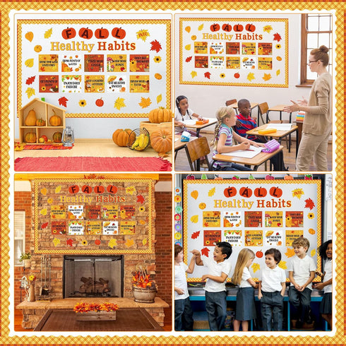 Fall Healthy Habits Bulletin Board Decorations Set - Autumn Classroom Decor for Thanksgiving
