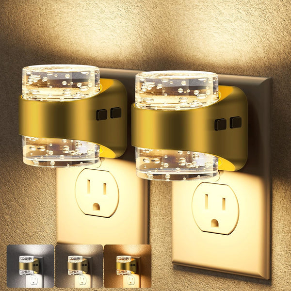 Briignite Night Light 2 Pack, Dimmable Night Lights Plug Into Wall with