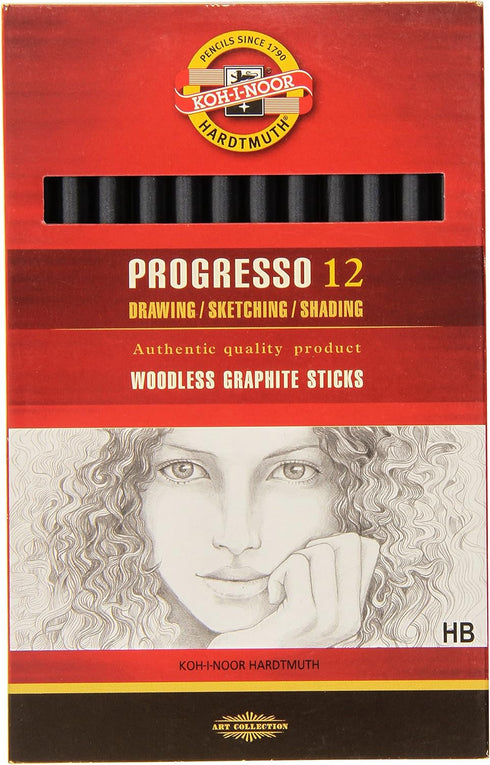Koh-I-Noor Progresso HB Woodless Graphite Pencil, Box of 12