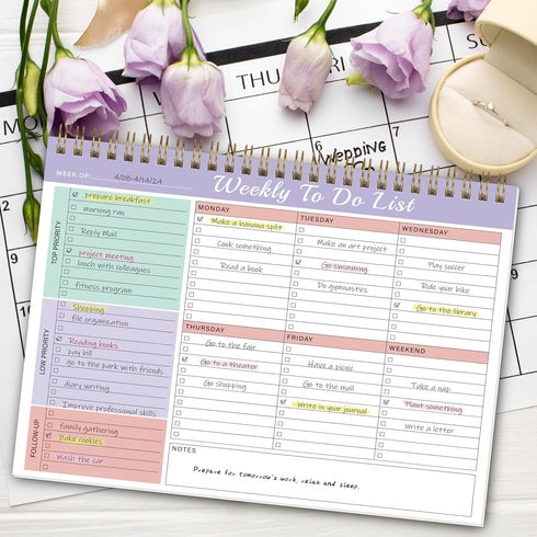 Weekly To Do List Notepad with Priorities, 8.5"×11" Undated Weekly Desk Planner Organizer for School, Office Supplies,
