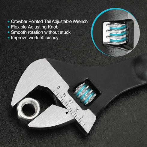 DURATECH 8-Inch Adjustable Construction Spud Wrench, Black Oxide Finish, CR-V Steel, SAE and Metric Scale