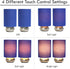 LT2016-BLU-2PK 2 Pack Set Simple Designs Gemini Brushed Nickel Mini Touch Lamp with Fabric Shades, Blue