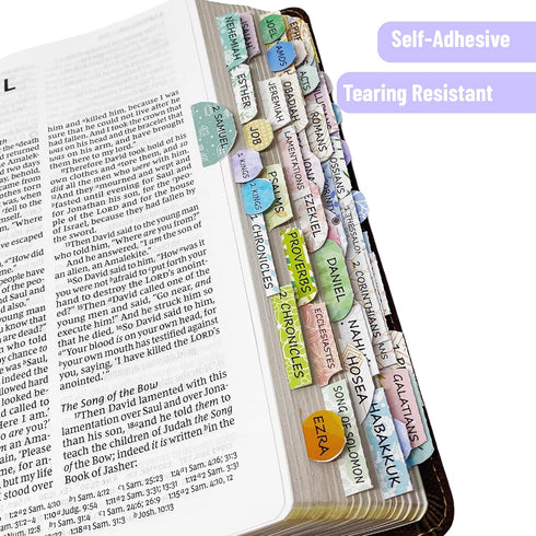 Mr. Pen Bible Tabs, 72 Tabs (66 Books, 6 Blanks), High Gloss Paper for Bible Journaling Supplies, Old and New Testament