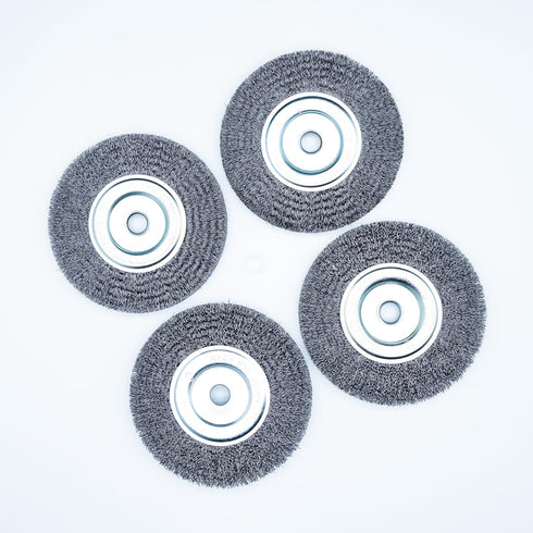 6inch Bench Wire Wheel Brush Set for Rust, Burr, Paint, and Corrosion Removal, 4 Pieces