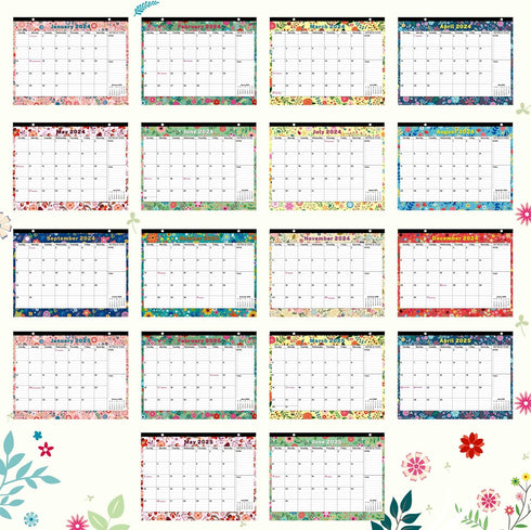 January 2024 to June 2025 Desk Calendar, Large Monthly 18 Months Academic Planner with Floral Design and Magnets