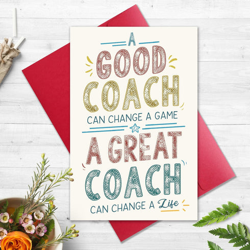 Bewoow Thank You Coach Card - Appreciation Greeting for Basketball, Soccer, Wrestling, or Any Sports Coach