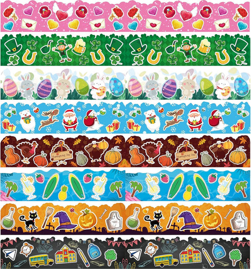 Zonon 64 Pcs Back to School Bulletin Board Borders - Summer Fall Thanksgiving Trim Decoration