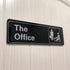 The Office Sign Self-Adhesive Acrylic Sign for Door or Wall, 9 X 3 Inch Name Plate (Black and White)