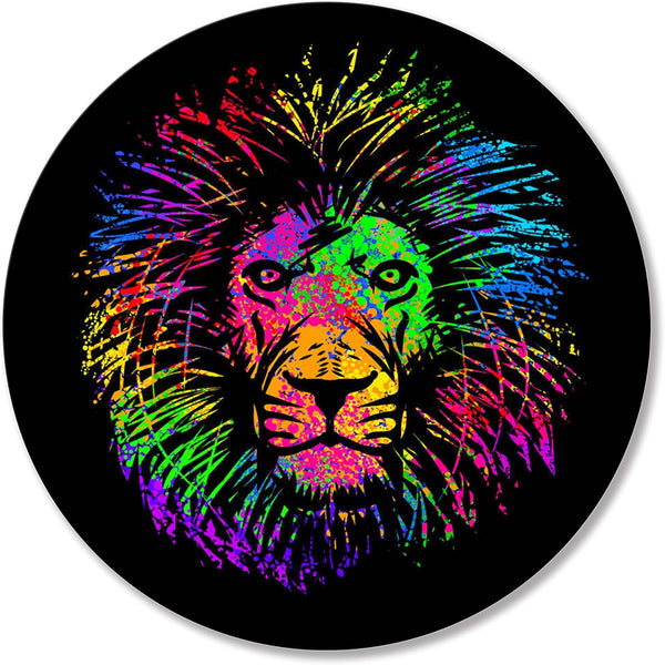 Small Computer Mouse Pad, Round Watercolor Lion Design, Office Non-Slip Rubber Mousepad
