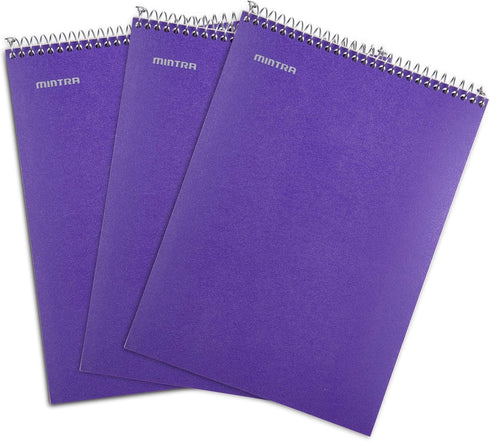 Mintra Office TOP BOUND Durable Spiral Notebooks (Purple, College Ruled, 3pk)