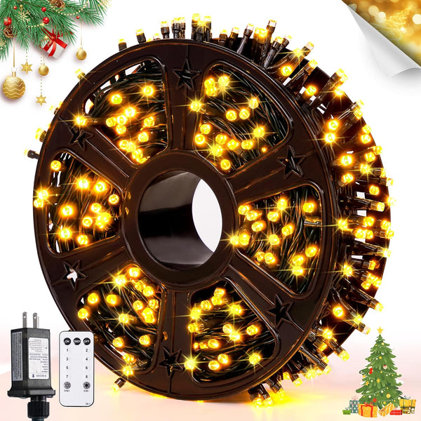 JMEXSUSS 400 LED Warm White Christmas Lights Outdoor, 132ft Christmas Tree Lights