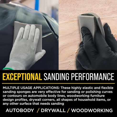 10-5.5" 4.5" (320 400 Dura-Gold Very Fine Cut Sanding Sponges, Box of x to Grit) Performance Conform & Flex Wet or Dry