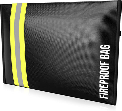 Fireproof & Water-Resistant Document Bag - 15.5 x 11 x 3-inch Pouch for Legal Documents & Valuables (Black)