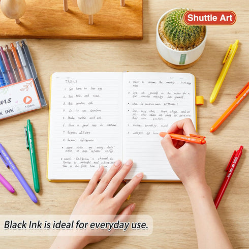 Shuttle Art 24 Pack Colored Ballpoint Pens, Retractable Black Ink Cute Pens 1.0mm for Writing Journaling School Office