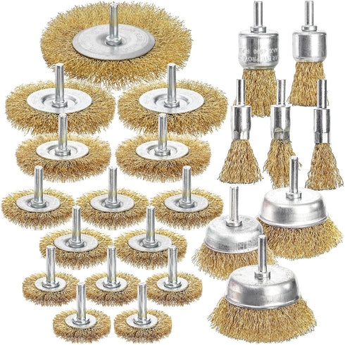 Elsjoy 23 Pack Wire Wheel Brush for Drill, Brass Drill Wire Brush Set for Polishing and Rust Removal