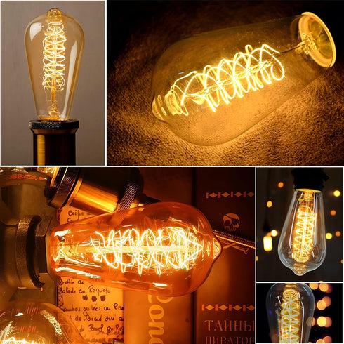 Sevici ST64 Bulbs 110V 40W Bulbs 6 Pack,Amber 240LM,E26 2200K Dimmable Bulb Incandescent Light Edison Vintage Base