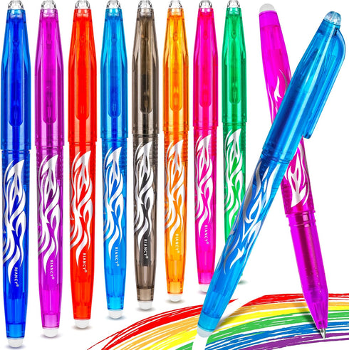 RIANCY Erasable Pens, 8 Colors Multicolored Gel Ink Rolling Ball Extra Fine Point Smooth Writing Pens with Eraser