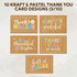 60 Pack 6x4in 10 Decorably Rustic Thank You Cards Bulk with Envelopes & Stickers, Folded Cute Kraft & Pastel Designs