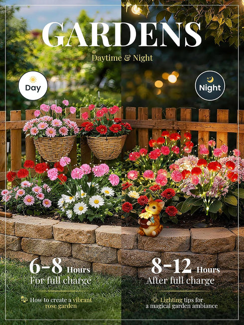 3 Pack 2 21 GIGALUMI Solar Lights Outdoor for Garden Decor, Solar Flower Lights Waterproof, Lighting Modes