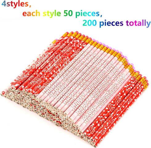 Kolewo4ever 200 Count Valentine Pencils Red heart Pencils Bulk With Eraser Tops for Valentine's Day Teacher Children Classrooms Party Bag Goodie Bag Filler Favor Supplies (200) by Kolewo4ever
