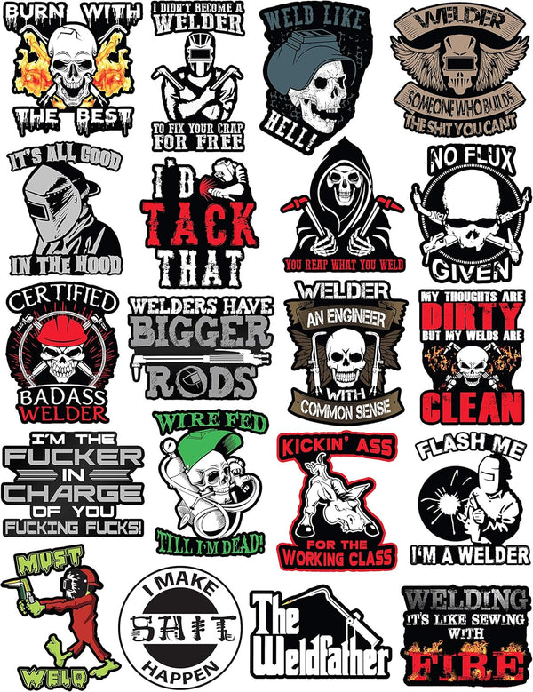 Welding Stickers for Tool Box & Hood 100% Vinyl Badass Welder Stickers Including Flux, Rods, Fire, Welds