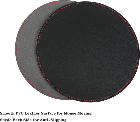 YSAGi 2 Pack Mouse Pads, Ultra Thin Waterproof PVC Leather, Stitched Edges, Office/Home, Black