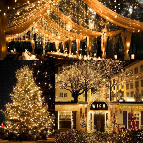 132FT 400 LED Waterproof Fairy Lights, Silver Wire Outdoor String Lights with Remote Timer for Wedding Party