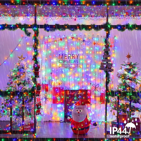 2 Pack 33ft 100 8 YEGUO Christmas Lights Battery Operated, Each LED Multicolor String Lights Outdoor Waterproof, Modes
