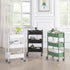 SunnyPoint 3-Tier Compact Rolling Metal Storage Organizer, Mobile Utility Cart for Kitchen/Under Desk, WHT