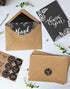 T&M Quality Designs LLC 120 6 4x6 Inch Elegant Black and White Chalkboard Kraft Thank You Cards with Kraft Envelopes