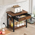 Gewudraw 2-Tier Printer Stand with Charging Station, Under Desk Printer Table, Side Table with Storage Shelves for Home
