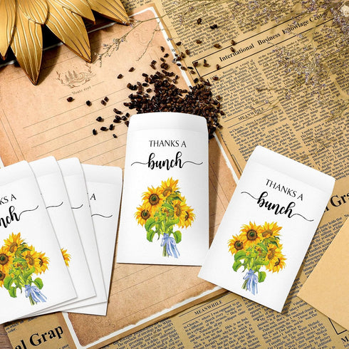 Fumete 100 Pcs Thank You Sunflower Seed Packets - Wildflower Seed Packets for Appreciation Gifts, No Seeds