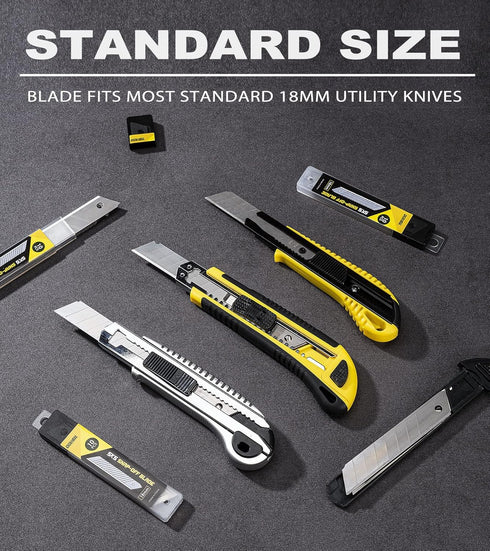 DOWELL 18mm Snap Off Blades, SK5 Utility Knife with Retractable Blades, Box Cutter Blades (30pc)