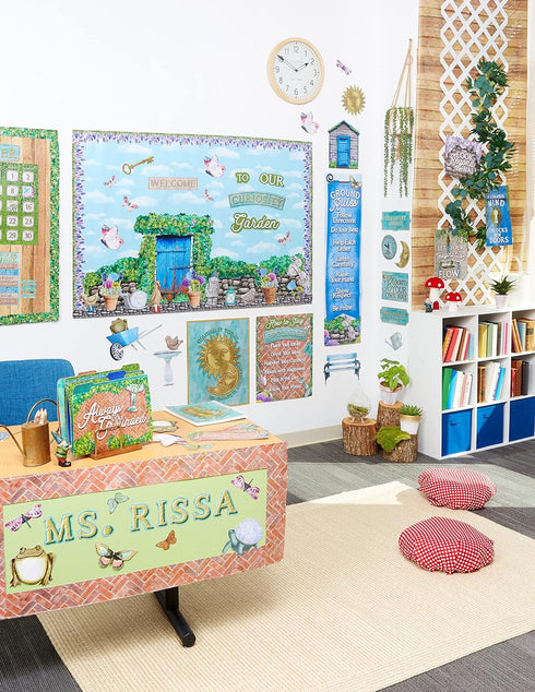 Eureka Curiosity Garden Floral Extra Wide Decorative Classroom Bulletin Board Trim for Teachers, 3.25" Wide, 12 Strips