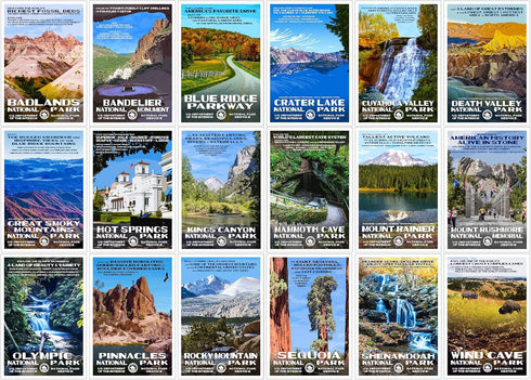 National Park Posters Series B, National Park Postcards Collection, 4" x 6", 100% Recycled Paper Postcards
