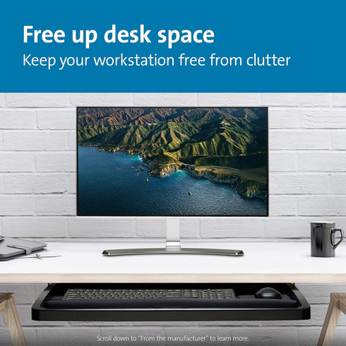 Kensington K60004US Keyboard Tray, Under Desk, Ergonomic Slide-Out, 24.5" x 11.75", Black