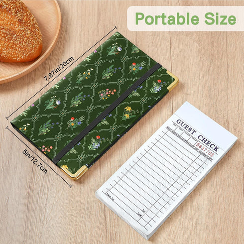Server Book, Faux Leather Server Books for Waitress, Cute Servers Book with Zipper Pocket & Pen Holder, Serving Books