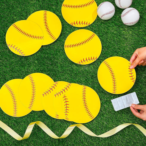 Sports Party Cutout 80 Pcs 5.91 Inch Paper Ball Cut Outs with Glue Point Dots for Sports Theme Classroom
