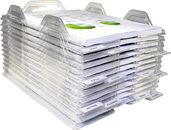 File Organizers, Letter Size, Stackable Trays for Desk, 12 Pack, Clear for Office Files, Mail, Documents