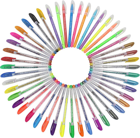 Kunyida Glitter,1.0 mm Tip,48 Gel pens for Adult Coloring Book with Case,Including Metallic, Pastel, Neon, Fine Point