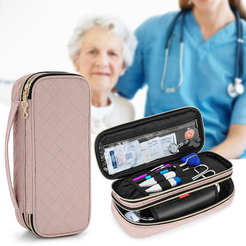 3M Damero Double Layer Stethoscope Case Compatible with Littmann/ADC/Omron Stethoscope, Stethoscope Carrying Case
