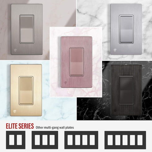 ENERLITES Elite Series Screwless Decorator Wall Plate, Child Safe Outlet Cover, 4-Gang, Brushed Rose Gold, SI8834-BRG