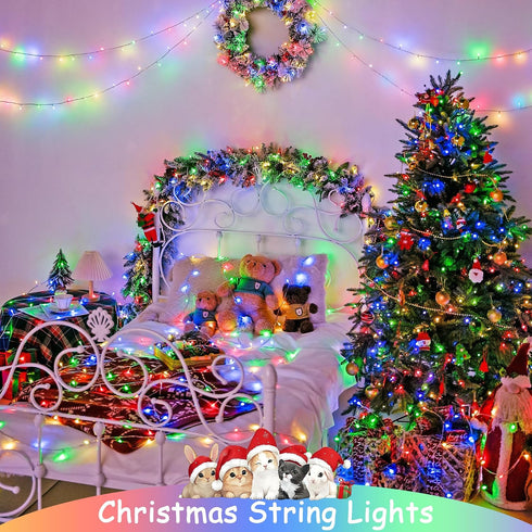 4 Pack 50 16.5ft 8 JMEXSUSS LED Battery Operated String Lights Multicolor, Each Christmas string lights with Timer