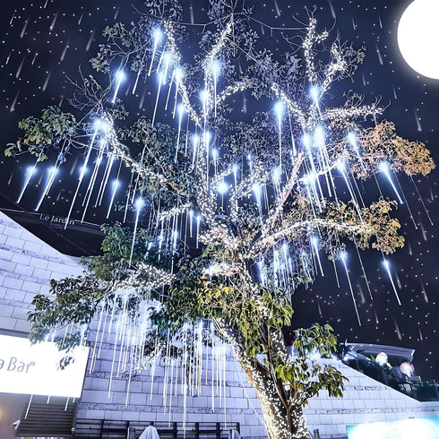 12 inch 8 192LED Aukora Christmas Lights Outdoor Meteor Shower Falling Rain Lights Tubes Snowfall Cascading Icicle