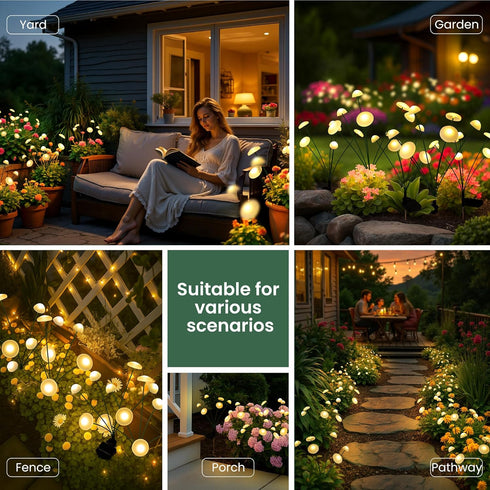 2pack Solar Garden Lights, Solar Fairy Lights for Outside, Swaying Mushroom Lights Outdoor Decorative, Waterproof Light