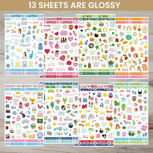 bloom daily planners Monthly Celebrations Planner Stickers for Calendar Decorating, Planning, Scrapbooking (14 Sheets)