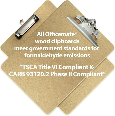 Officemate 3 Pack Recycled Wood Clipboard, Letter Size, 9" x 12.5" with 6" Clip, Brown (83133)