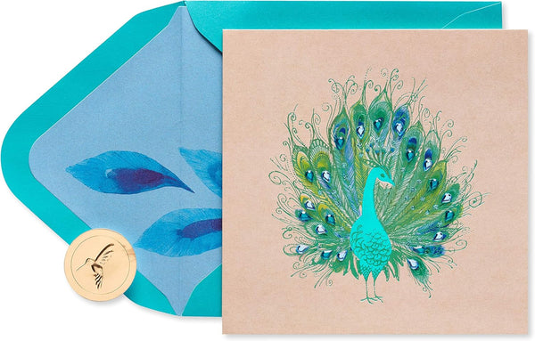 Papyrus Blank Card (Elegant Peacock)