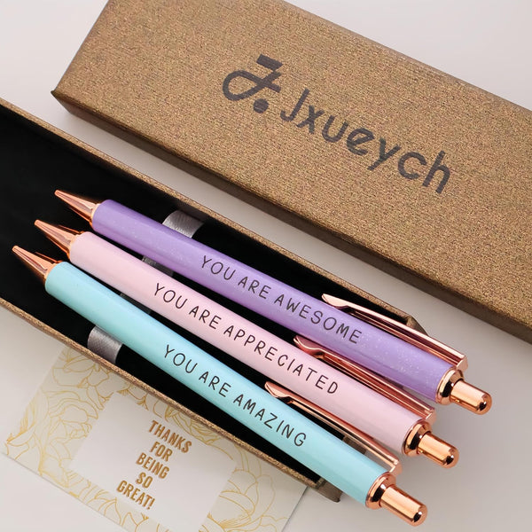 Jxueych Fancy Ballpoint Pen Appreciation Gift Set, Black Ink 1.0mm Medium Point, Thank You Gifts for Women, Boss,