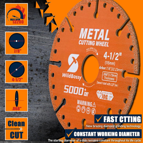 Diamond Cutting Wheel 3 Inch with 3/8" Arbor Hole, Metal Cut Off Disc with 5000+ Cuts on Rebar, Steel, Iron and INOX
